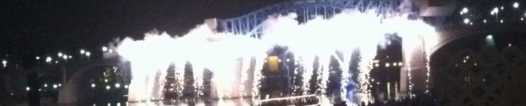 fireworks under the bridge